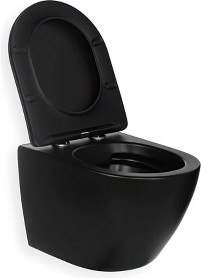 Blue Label Balder wandcloset randloos met soft-close sitting 53 cm mat zwart - Foto 2