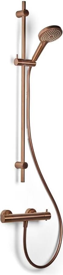 Blue Label Brondby Douchethermostaat Glijstangset | Opbouw | 90 cm | Rond | Geborsteld brons - Foto 3