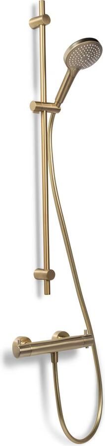 Blue Label Brondby Douchethermostaat Glijstangset | Opbouw | 90 cm | Rond | Geborsteld goud PVD - Foto 3