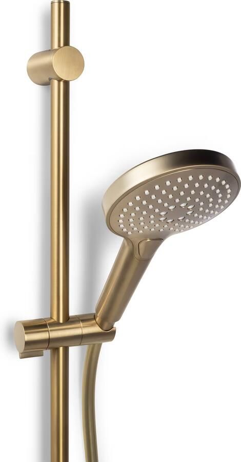 Blue Label Brondby Douchethermostaat Glijstangset | Opbouw | 90 cm | Rond | Geborsteld goud PVD - Foto 2