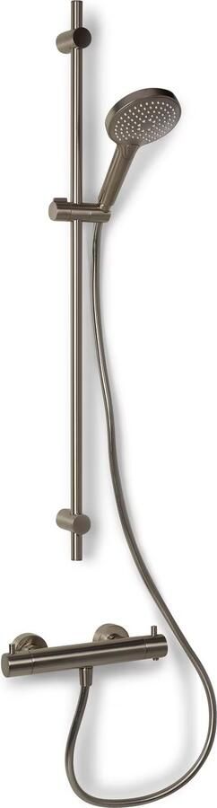 Blue Label Brondby Douchethermostaat Glijstangset | Opbouw | 90 cm | Rond | Geborsteld nikkel PVD - Foto 3