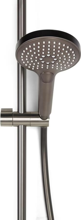 Blue Label Brondby Douchethermostaat Glijstangset | Opbouw | 90 cm | Rond | Gunmetal PVD - Foto 2