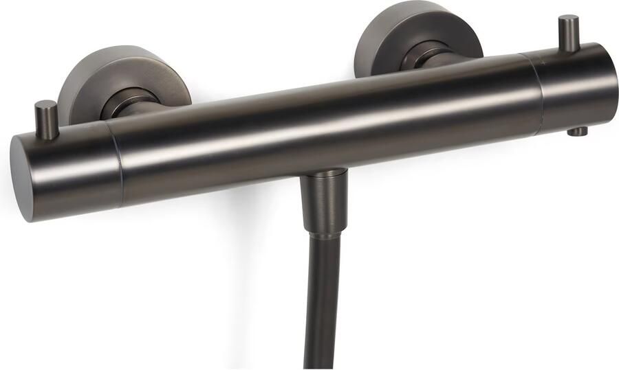 Blue Label Brondby Douchethermostaat Glijstangset | Opbouw | 90 cm | Rond | Gunmetal PVD