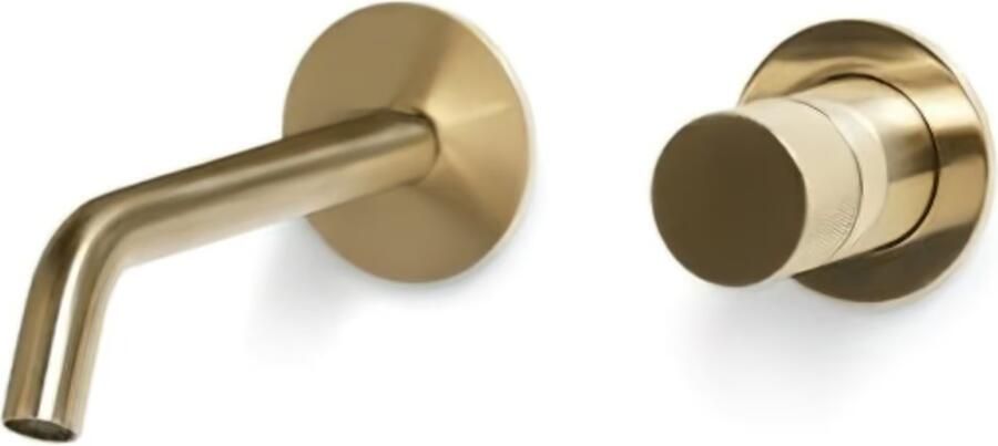 Blue Label Brondby Facet inbouw wastafelkraan 18 cm uitloop rond Geborsteld goud PVD - Foto 2