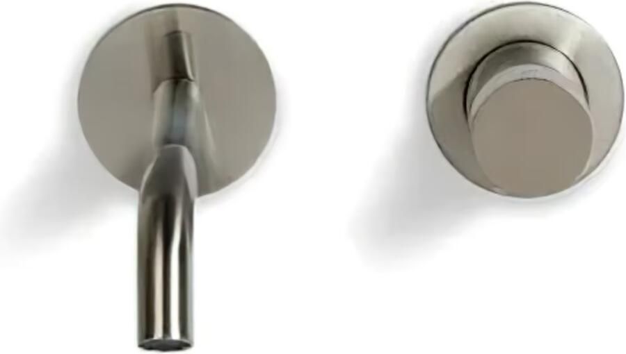 Blue Label Brondby Facet inbouw wastafelkraan 18 cm uitloop rond Geborsteld nikkel PVD - Foto 3