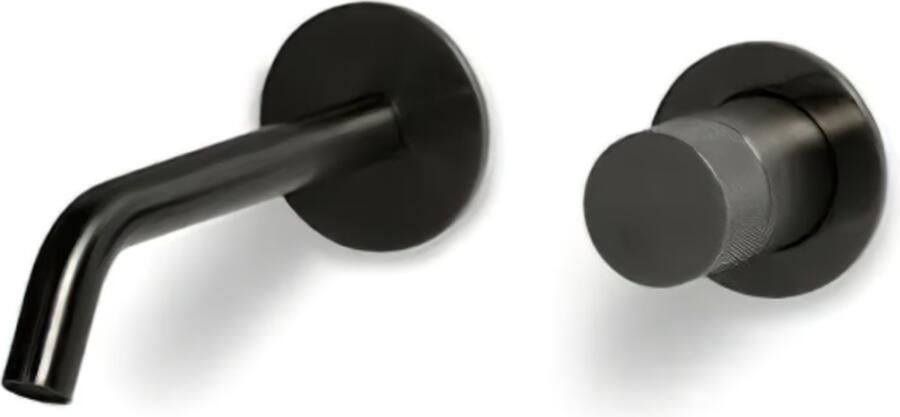 Blue Label Brondby Facet inbouw wastafelkraan 18 cm uitloop rond Gunmetal PVD - Foto 2