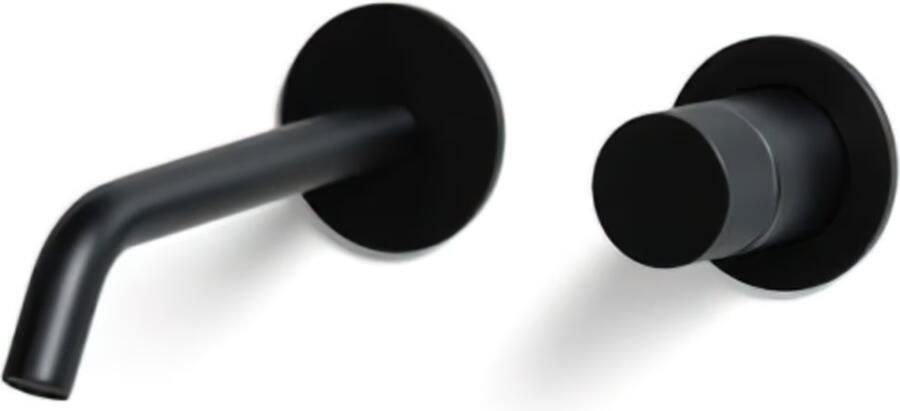 Blue Label Brondby Facet inbouw wastafelkraan 18 cm uitloop rond mat zwart - Foto 2