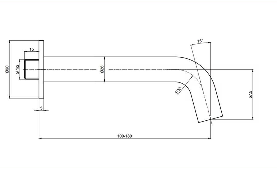 Blue Label Brondby | Inbouw | Baduitloop | inkortbaar | Gunmetal PVD