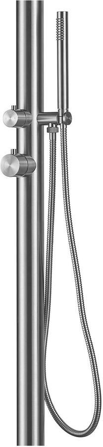 Blue Label Buitendouche set Tube | Opbouw | Mengkraan | 2-weg | Rond | Geborsteld nikkel PVD - Foto 2