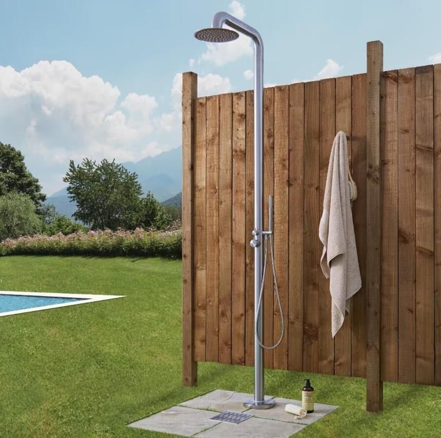 Blue Label Buitendouche set Tube | Opbouw | Mengkraan | 2-weg | Rond | Geborsteld nikkel PVD