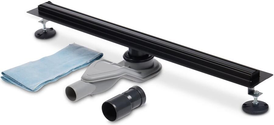 Blue Label Douchegoot set SlimLine | 80 cm | Met vloerflens | Met rooster | Mat zwart - Foto 2