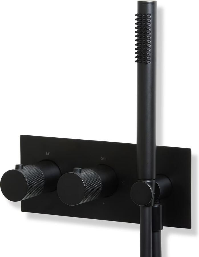 Blue Label Douchekraan Brondby Facet | Inbouw | Thermostaatkraan | Incl.Inbouwdeel | 2-weg | Vierkant | Mat zwart