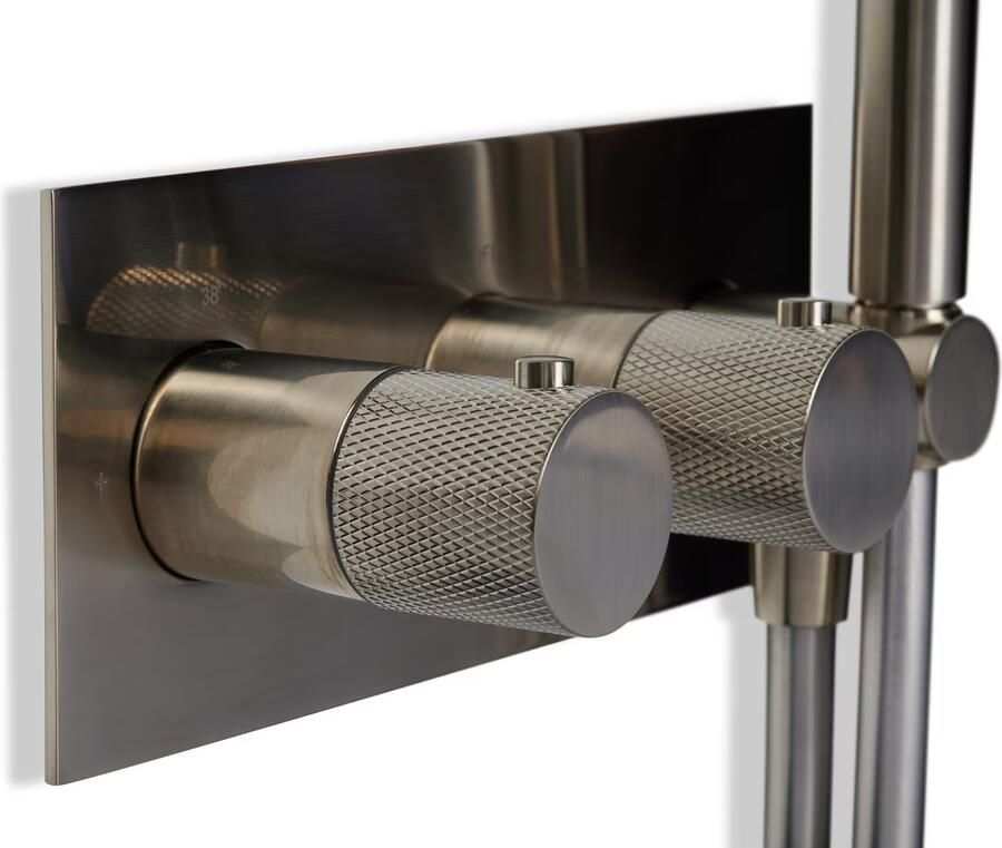 Blue Label Douchekraan Brondby Facet | Inbouw | Thermostaatkraan | Incl.Inbouwdeel | 2-weg | Vierkant | Geborsteld nikkel PVD
