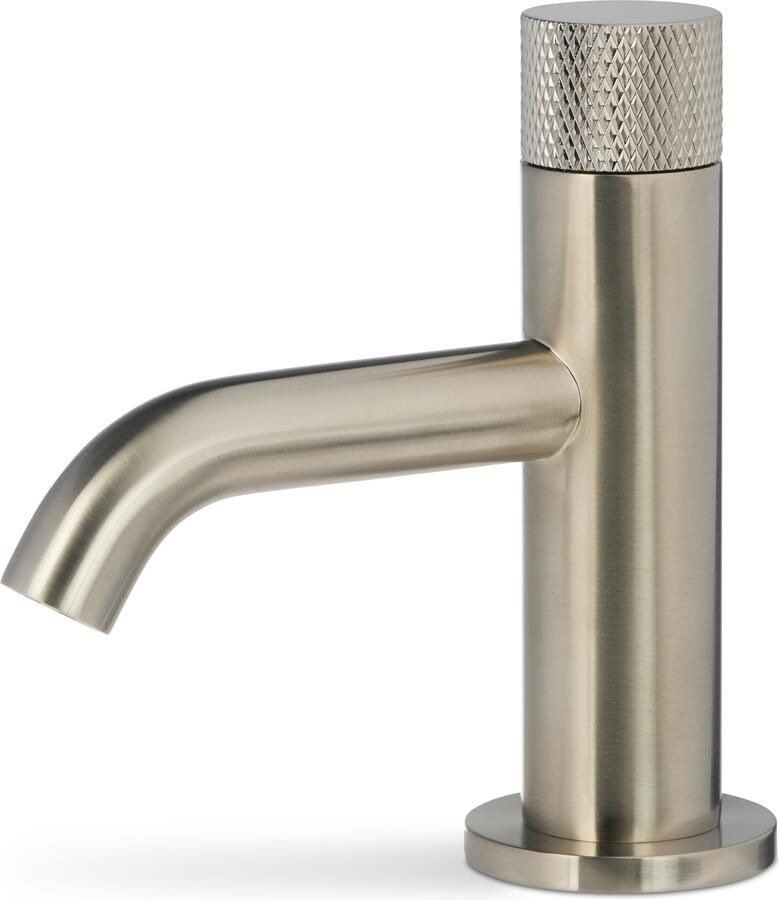 Blue Label Fonteinkraan Brondby Facet | Opbouw | Koudwater kraan | Laag model | 1-knop | Rond | Geborsteld nikkel PVD