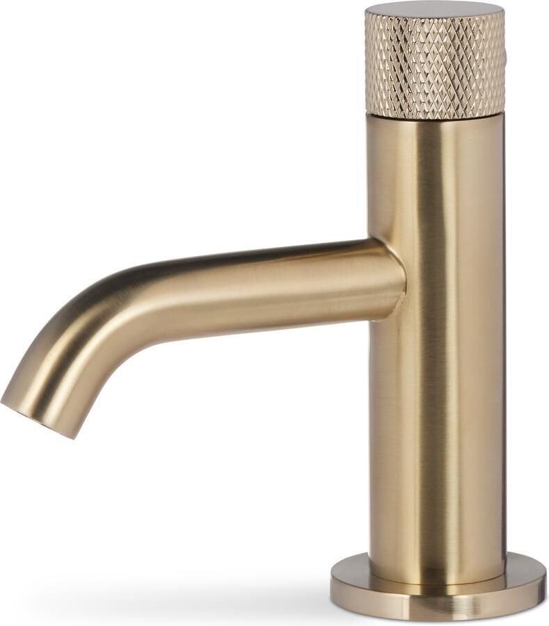 Blue Label Fonteinkraan Brondby Facet | Opbouw | Koudwater kraan | Laag model | 1-knop | Rond | Geborsteld goud PVD