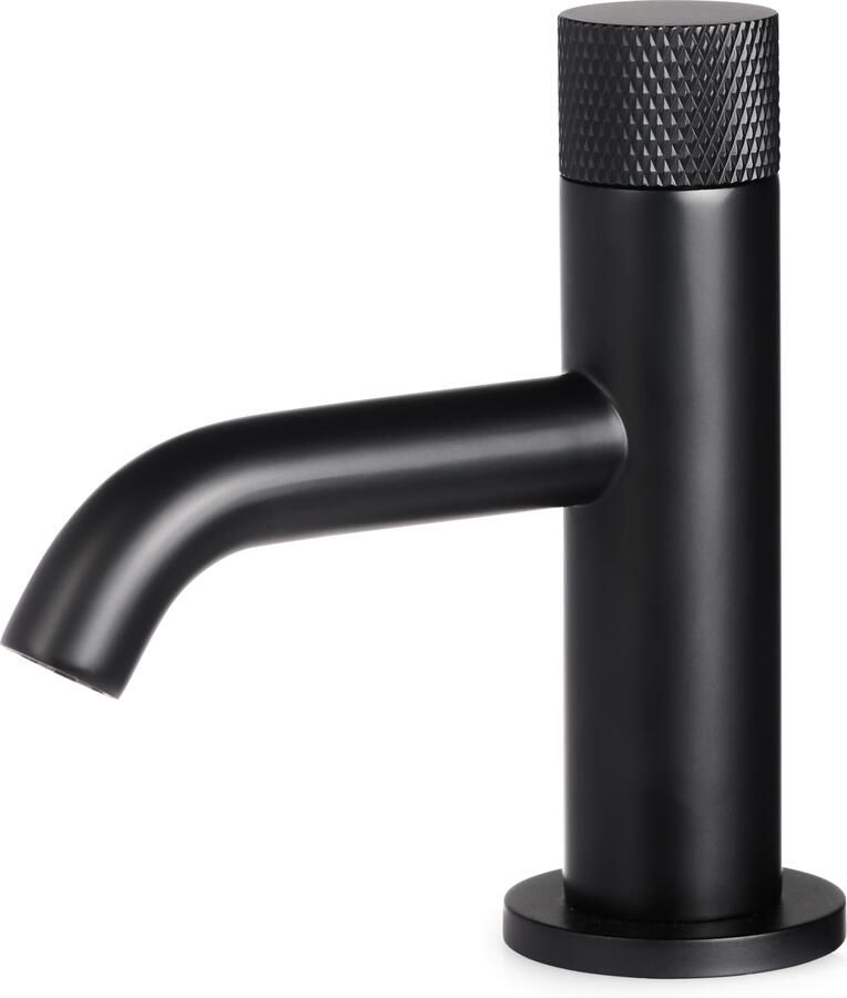 Blue Label Fonteinkraan Brondby Facet | Opbouw | Koudwater kraan | Laag model | 1-knop | Rond | Mat zwart