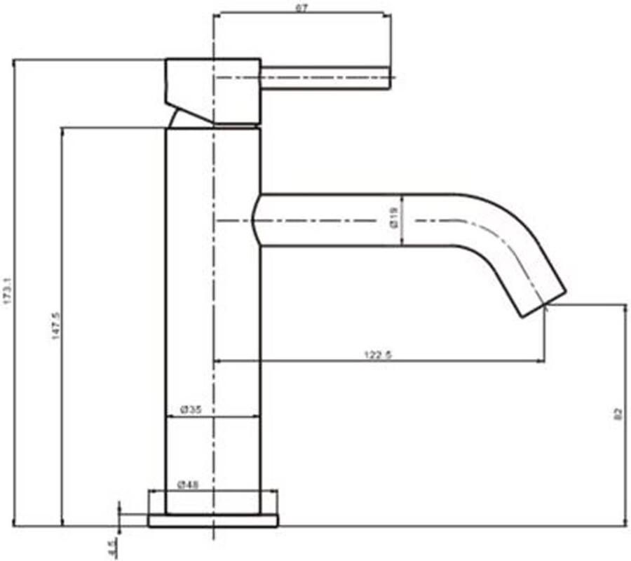 Blue Label Fonteinkraan Brondby | Opbouw | Koudwater kraan | Laag model | Eengreeps | Geborsteld goud PVD