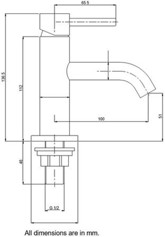 Blue Label Fonteinkraan Brondby | Opbouw | Koudwater kraan | Laag model | Eengreeps | Chroom