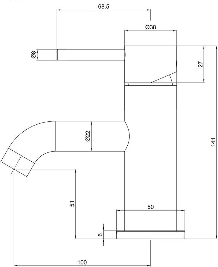 Blue Label Fonteinkraan Brondby Xl | Opbouw | Koudwater kraan | Laag model | 1-hendel | Rond | Geborsteld goud PVD - Foto 2