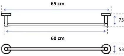 Blue Label Handdoekhouder Vida Facet | Wandmontage | 60 cm | Messing | Rond | Gunmetal PVD - Foto 2