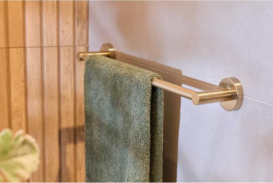 Blue Label Handdoekhouder Vida | Wandmontage | 45 cm | Messing | Geborsteld goud PVD