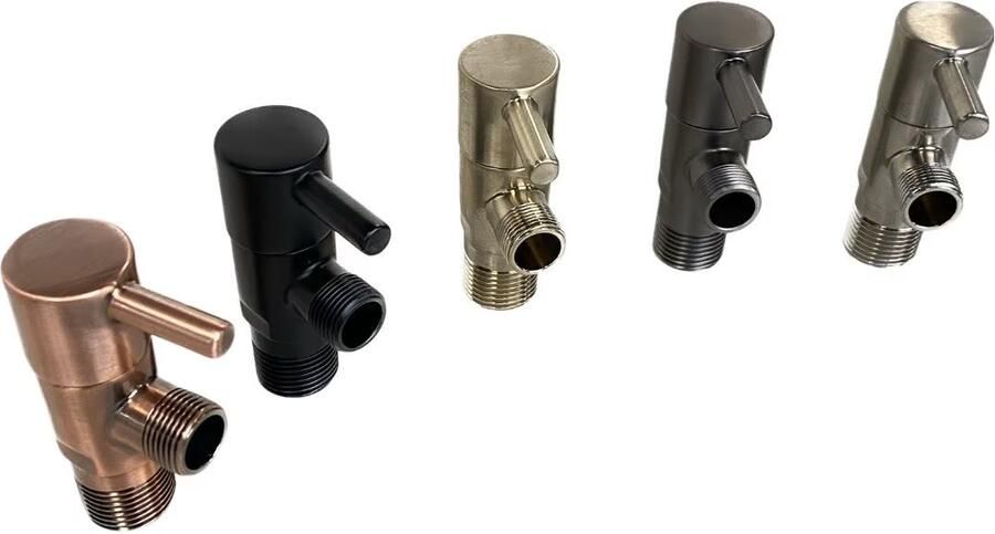 Blue Label Hoekstopkraan Brondby | 1 2"X3 8" | Met aansluitslang | Mat zwart - Foto 3