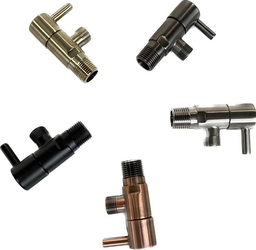 Blue Label Hoekstopkraan Brondby | 1 2"X3 8" | Met aansluitslang | Gunmetal PVD