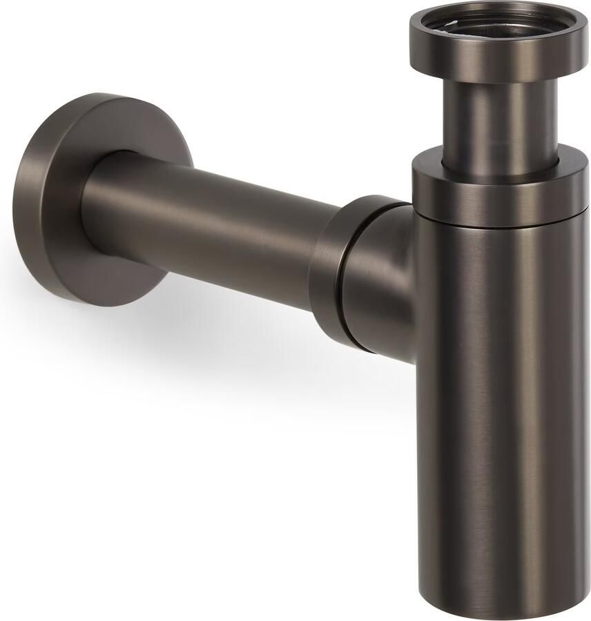 Blue Label Lille fonteinset zwart met waskom sifon clickwaste fonteinplank en handdoekrek Gunmetal PVD