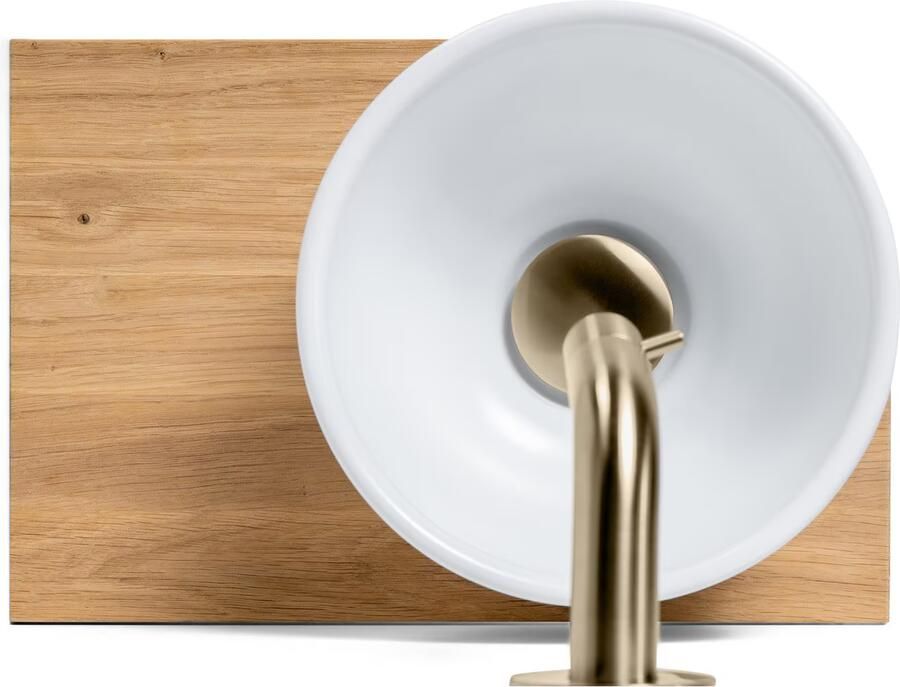 Blue Label Lille fonteinset wit met waskom sifon clickwaste fonteinplank en handdoekrek Geborsteld goud PVD - Foto 3