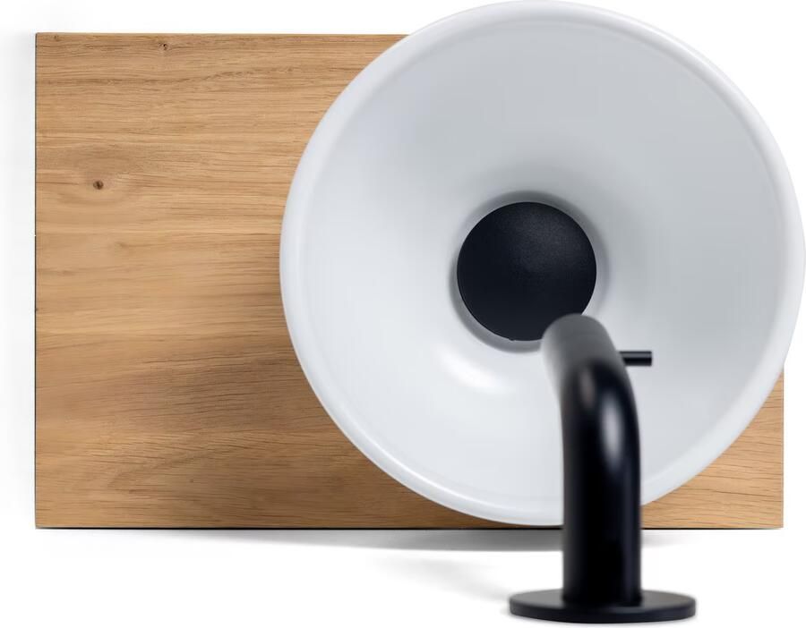 Blue Label Lille fonteinset wit met waskom sifon clickwaste fonteinplank en handdoekrek Mat zwart wit - Foto 3