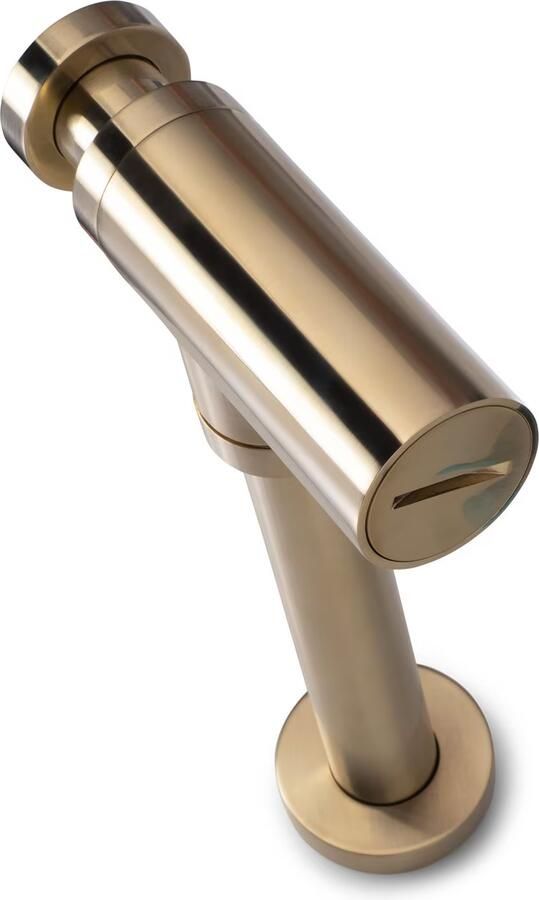 Blue Label Lille fonteinset zwart met waskom sifon clickwaste fonteinplank en handdoekrek Geborsteld goud PVD - Foto 2