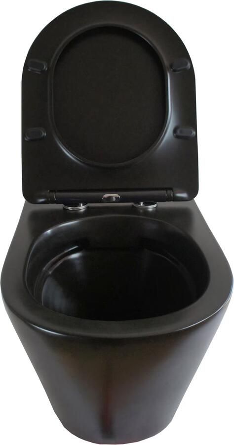 Blue Label Odin wandcloset 53 cm randloos met softclose zitting Mat zwart - Foto 2