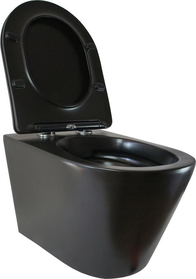 Blue Label Odin wandcloset 53 cm randloos met softclose zitting Mat zwart