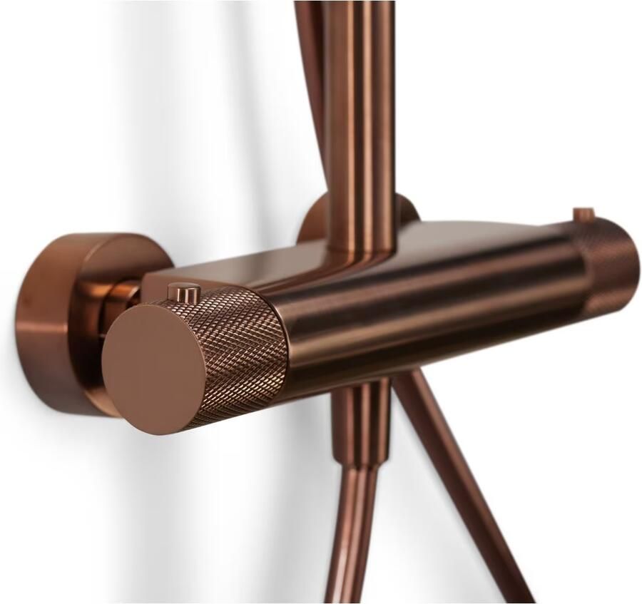 Blue Label Regendouche set Brondby Facet | opbouw | Thermostaatkraan | 2-weg | Rond | Geborsteld brons