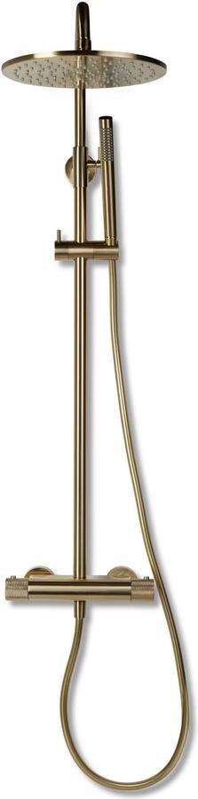 Blue Label Regendouche set Brondby Facet | opbouw | Thermostaatkraan | 2-weg | Rond | Geborsteld goud PVD - Foto 3