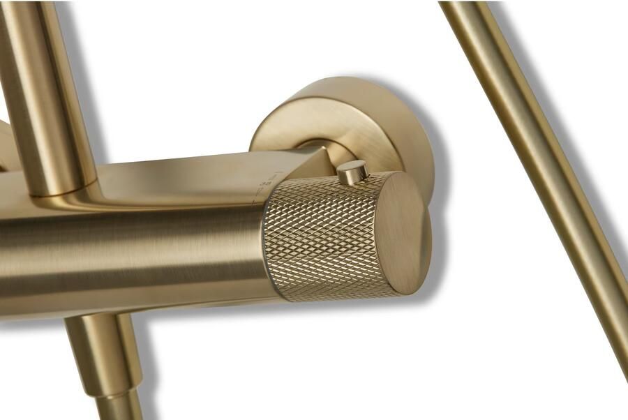 Blue Label Regendouche set Brondby Facet | opbouw | Thermostaatkraan | 2-weg | Rond | Geborsteld goud PVD
