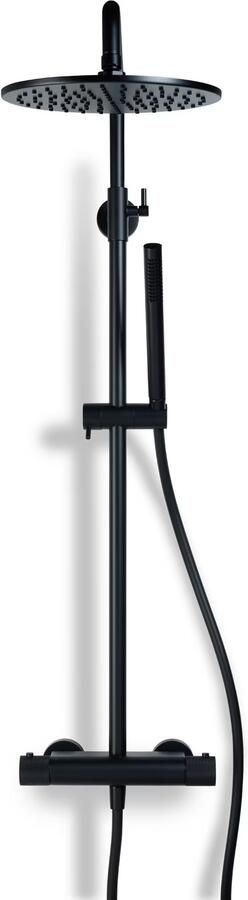 Blue Label Regendouche set Brondby Facet | opbouw | Thermostaatkraan | 2-weg | Rond | Mat zwart - Foto 3