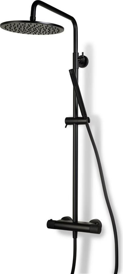 Blue Label Regendouche set Brondby Facet | opbouw | Thermostaatkraan | 2-weg | Rond | Mat zwart - Foto 2