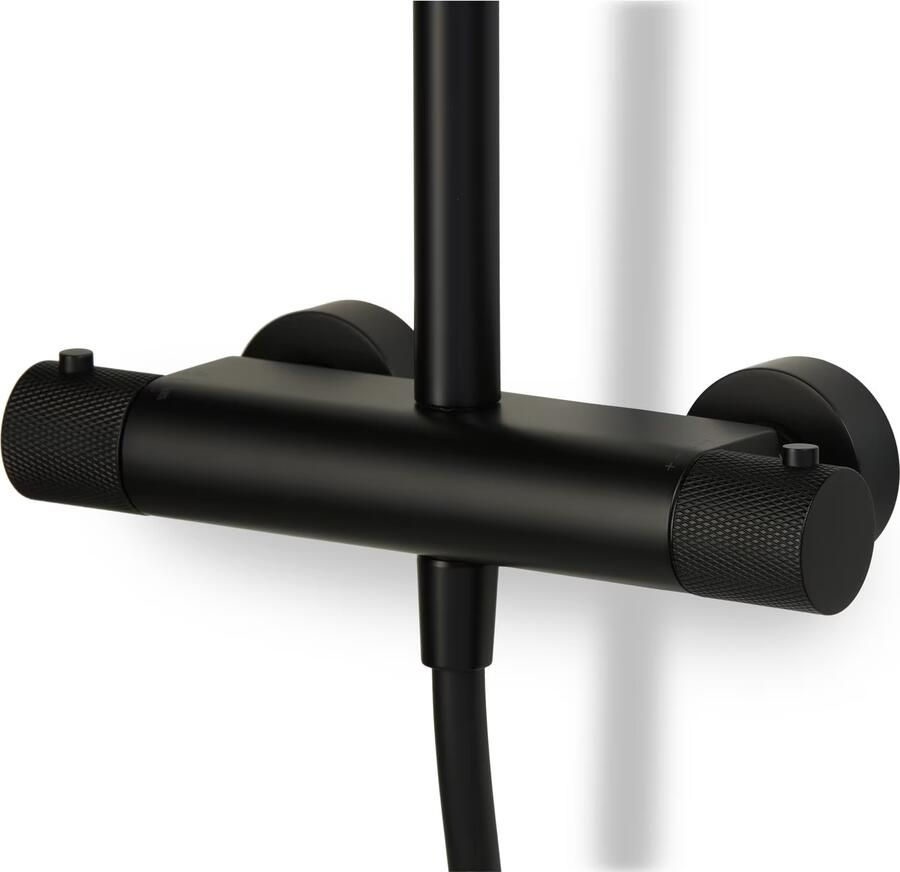 Blue Label Regendouche set Brondby Facet | opbouw | Thermostaatkraan | 2-weg | Rond | Mat zwart