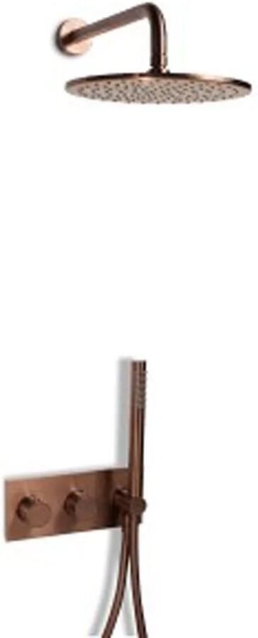 Blue Label Regendouche set Brondby | Inbouw | hermostaatkraan | 2-weg | Rond | Geborsteld brons