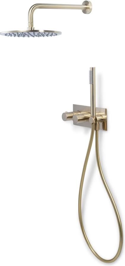 Blue Label Regendouche set Brondby | Inbouw | Thermostaatkraan | 2-weg | Rond | Geborsteld goud PVD Geborsteld goud PVD - Foto 3