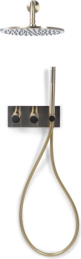 Blue Label Regendouche set Brondby | Inbouw | Thermostaatkraan | 2-weg | Rond | Geborsteld goud PVD Geborsteld goud PVD - Foto 2