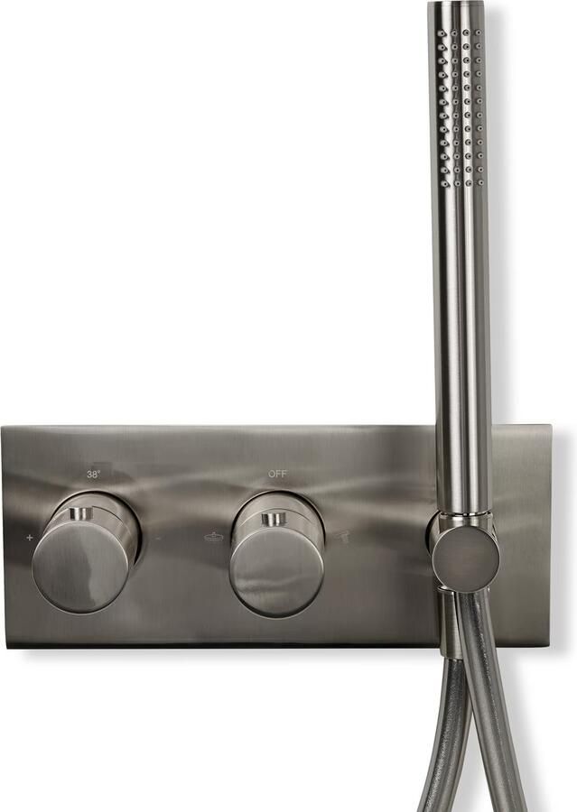 Blue Label Regendouche set Brondby | Inbouw | Thermostaatkraan | 2-weg | Rond | Geborsteld nikkel PVD