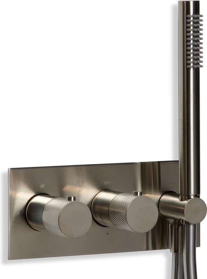 Blue Label Regendouche set Brondby | Inbouw | Thermostaatkraan | 2-weg | Rond | Geborsteld nikkel PVD