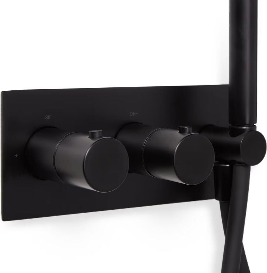 Blue Label Regendouche set Brondby | Inbouw | Thermostaatkraan | 2-weg | Rond | Mat zwart - Foto 3