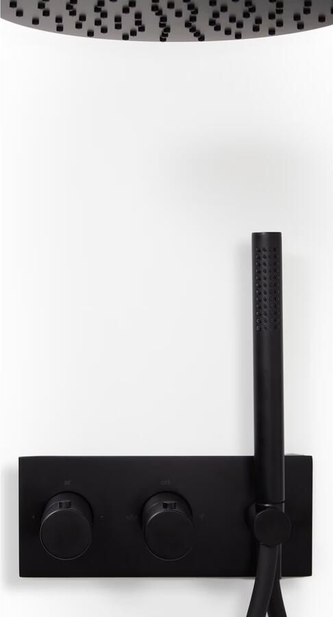 Blue Label Regendouche set Brondby | Inbouw | Thermostaatkraan | 2-weg | Rond | Mat zwart - Foto 2