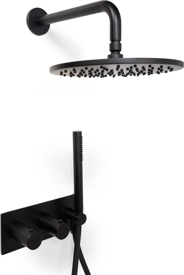 Blue Label Regendouche set Brondby | Inbouw | Thermostaatkraan | 2-weg | Rond | Mat zwart