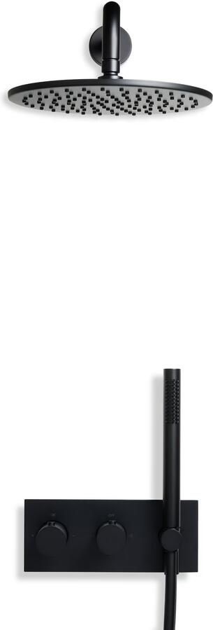 Blue Label Regendouche set Brondby | Inbouw | Thermostaatkraan | 2-weg | Rond | Mat zwart - Foto 3