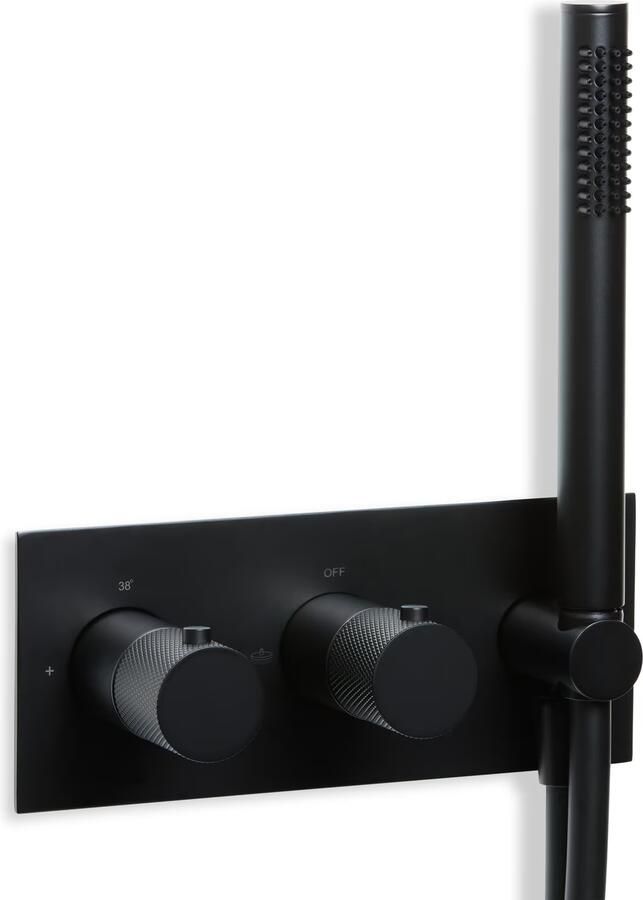 Blue Label Regendouche set Brondby | Inbouw | Thermostaatkraan | 2-weg | Rond | Mat zwart