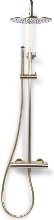 Blue Label Regendouche set Brondby | Opbouw | Thermostaatkraan | 2-weg | Rond | Geborsteld goud PVD - Foto 3